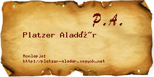 Platzer Aladár névjegykártya